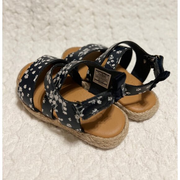 Toddler Girl Oshkosh Bgosh Navy Floral Print Espadrille Sandals size 4 - Picture 3 of 7
